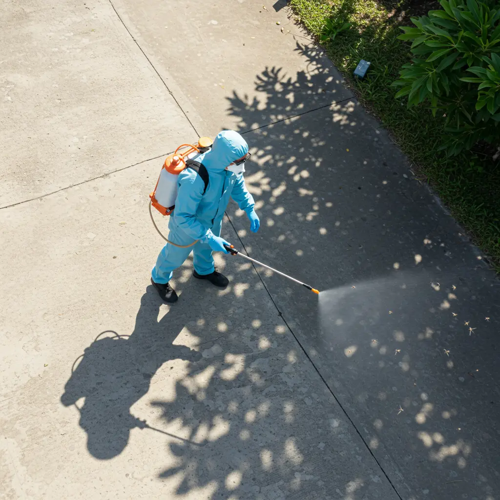 Profissional Dedetizando área residencial contra os mosquitos da dengue no Rio de Janeiro - RJ